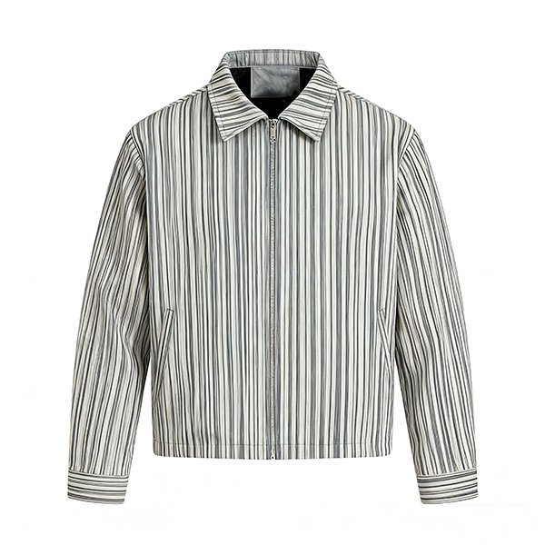 Retro Vibe Unisex Zip-Up Jacket - Collared Streetwear Must-Have