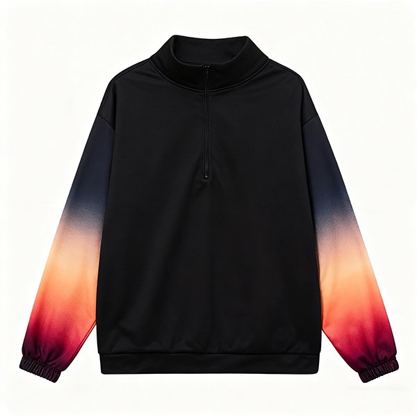 Half-Zip Hoodie - Oversized Drop Shoulder Polyester Sweatshirt